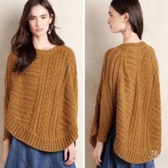 Anthropologie Sweaters - Anthropologie  Angel of North Cable Knit Poncho Sweater